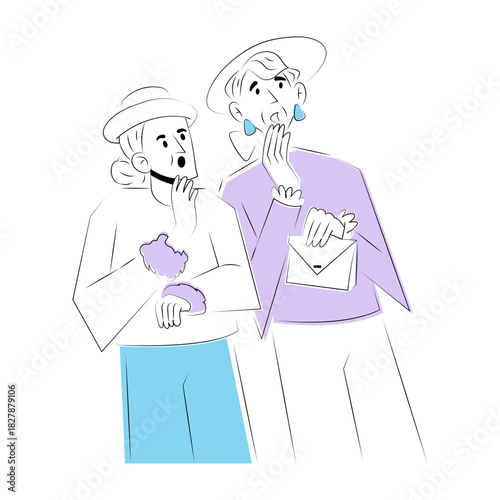 A doodle style illustration showing a gossip partner