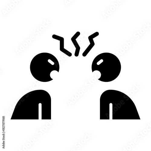 Icono de discusión entre personas enojadas. Conflicto, tensión, enojo y desacuerdo interpersonal. Ilustración vectorial