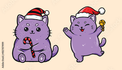 Festive Holiday Cat Vector – Cute Kitty with Winter Accessories