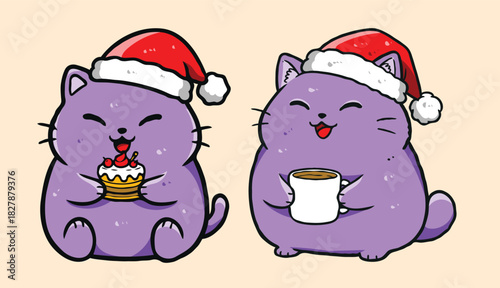 Festive Holiday Cat Vector – Cute Kitty with Winter Accessories