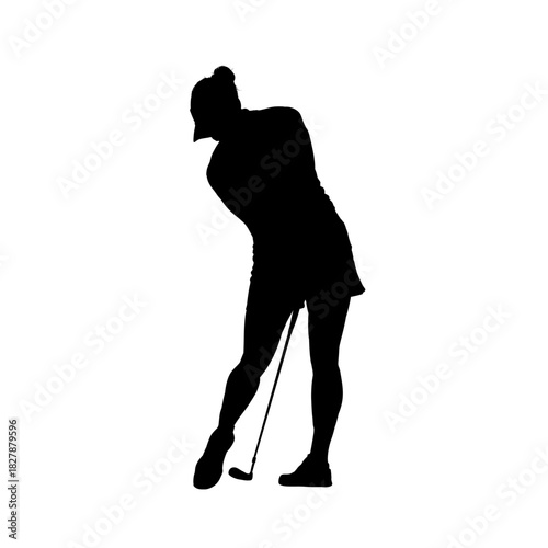 Woman golf player silhouette vector illustration