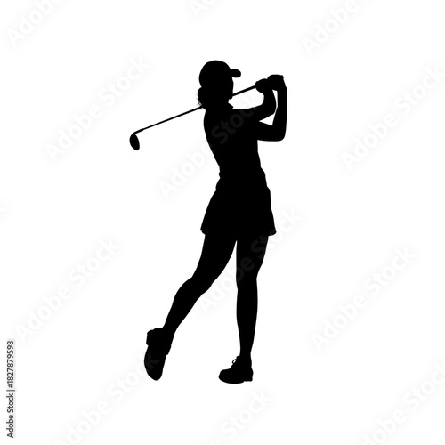 Woman golf player silhouette vector illustration