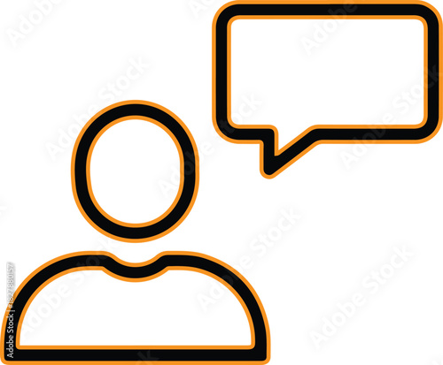 Outline icon of a person with a speech bubble for communication
