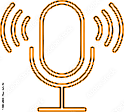 Golden microphone icon with sound waves representing audio and voice