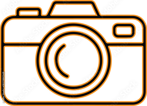 Simple outline icon of a digital camera with lens