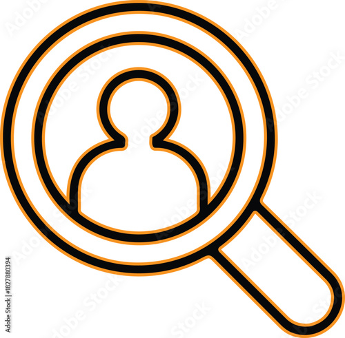 Magnifying glass over a person icon representing search for people
