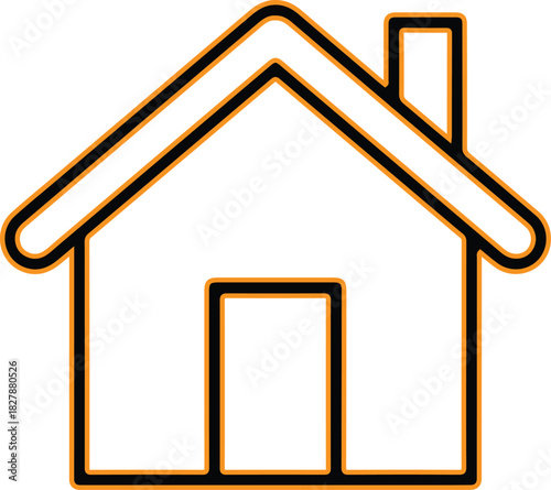 Simple outline drawing of a house with a chimney