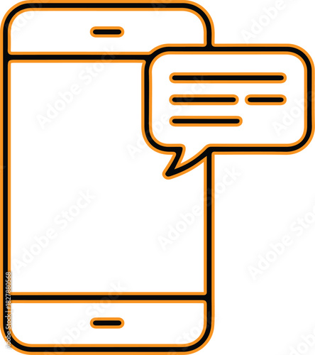 Mobile phone with a speech bubble icon representing communication and messages