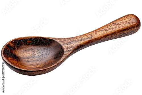 wooden spoon on transparent background, close-up