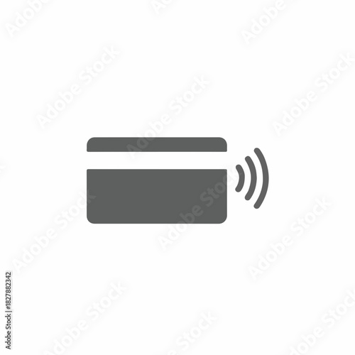 Credit card icon illustrating contactless payment technology. Credit card featuring a symbol indicating radio-frequency identification, or RFID, shows easy electronic wireless transaction.