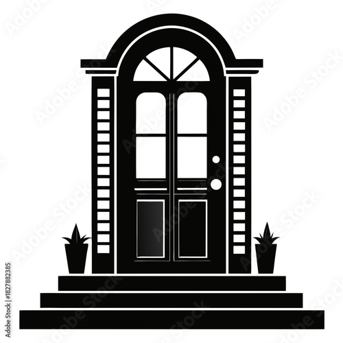 doorstep vector clean black silhouette design white background