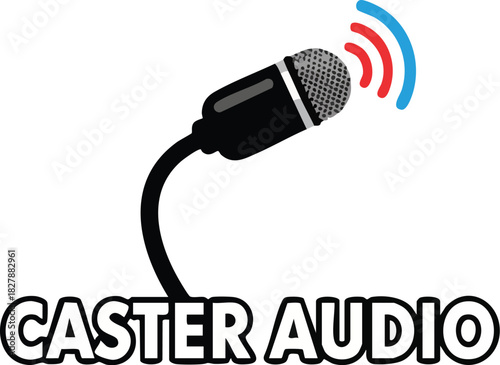 Dynamic Broadcast Microphone Icon with Sound Waves for Podcasting and Voice Recording