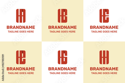 Letters HA HB HE HG HH Monogram Logo Set, great for AH BH EH GH HH Initials