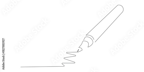 Continuous Line Drawing of a Pen Creating a Zigzag Stroke on White Background Concept for Design and Creativity