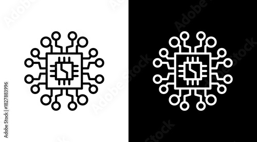 Processor White Icon Set Vector 