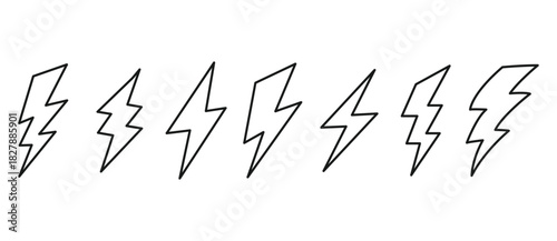 Electric power symbol. Power energy sign, vector illustration. Lightning bolt flash thunder icon electric isolated vector illustration in transparent background. Editable stroke.