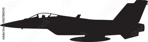 Fighter jet silhouette modern aircraft side profile vector illustration