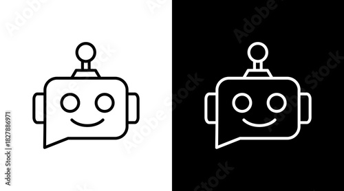 Chatbot White Icon Set Vector 