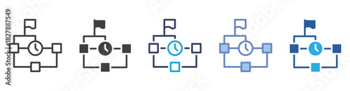 Timeline icon set multiple style collection