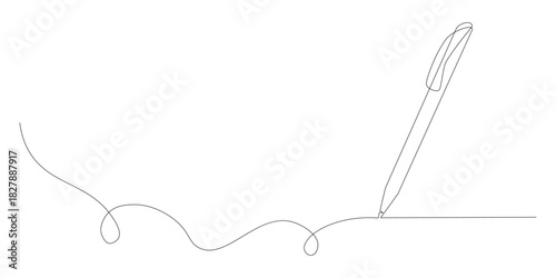 One line drawing of a pen sketching with style and creativity a continuous creative line illustration