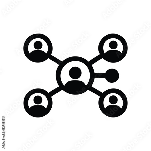 Team Network Icon | Connected People Symbol | Business Connection Logo