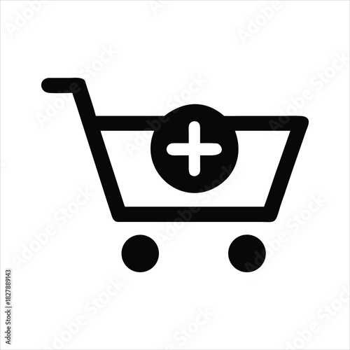 Add to Cart Icon | Shopping Cart Plus Symbol | Black Minimal Ecommerce Icon