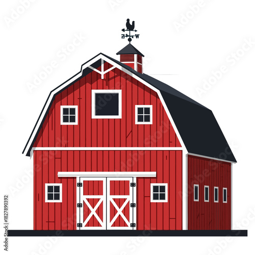 red barn illustration, representing classic American farming life