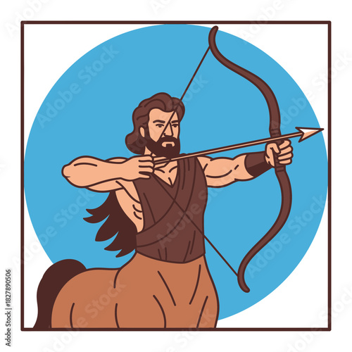Centaur archer aiming bow and arrow with thumb up.