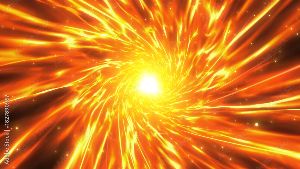 Fototapeta premium 回転して渦巻く炎の集中線のエフェクト背景