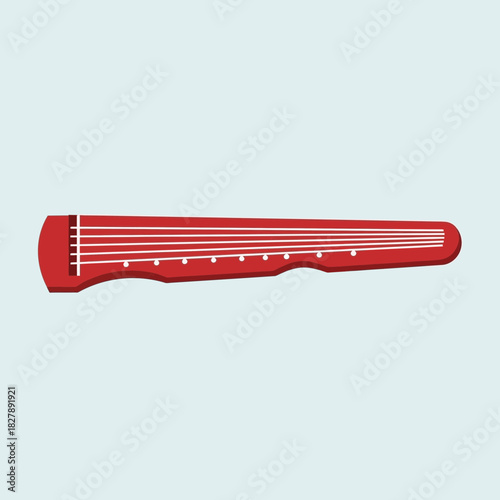 Red plastic disposable scalpel with handle and blade cover shown horizontally.
