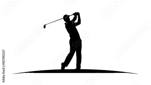 Golfer Swing Silhouette Icon – Golf Player Sports Vector Illustration