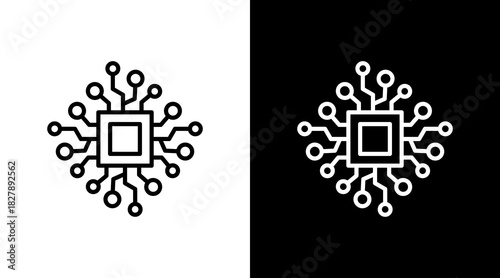 Microchip White Icon Set Vector 