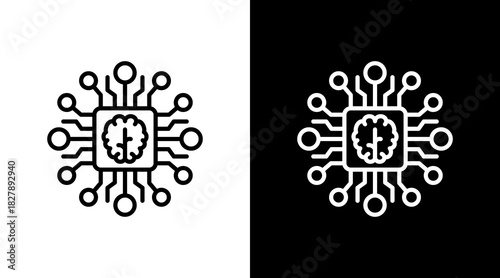 Chip White Icon Set Vector 