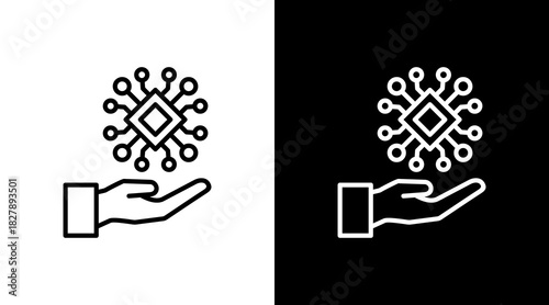 Processor White Icon Set Vector 