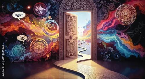 Mystical Doorway to Another Dimension with Cosmic Energy.