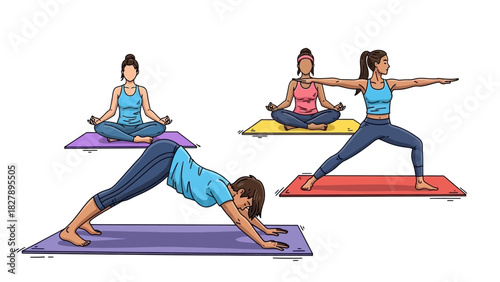 Yoga practice poses for relaxation and wellbeing