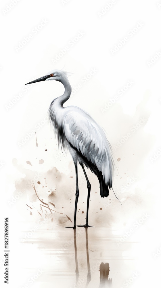 Naklejka premium Bird animal heron stork.
