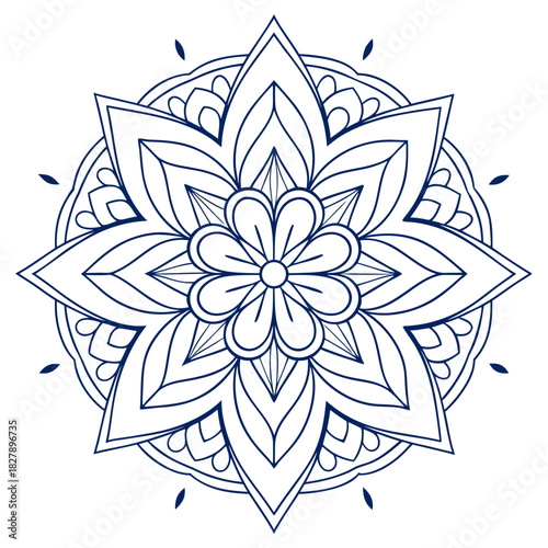 Navy blue mandala, a symmetrical and floral design