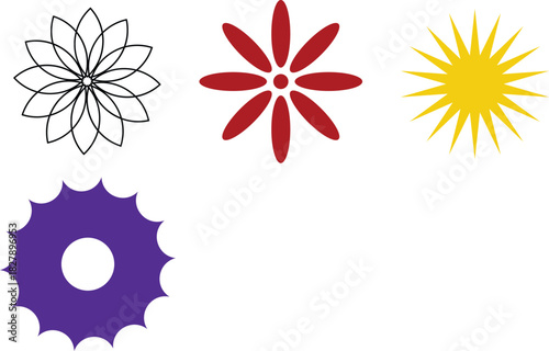 Flower icon. Flowers icon set. Flowers isolated on transparent background. Flowers in modern simple. Cute round flower plant nature collection. a trendy vector of daisy flower.