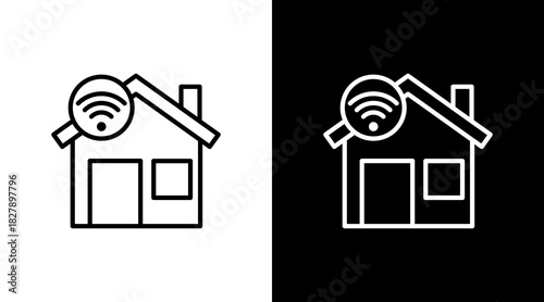 Smarthome White Icon Set Vector 