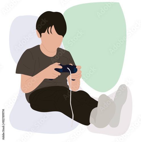 playing soccer video games. little child playing gamespad