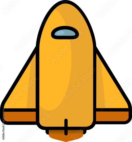 SPACE THEMED ICON - a sleek aerodynamic shuttle ideal for orbital travel and quick transfers between stations. Cartoon style.
