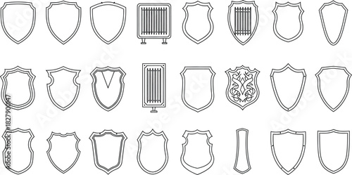 Collection of decorative shield shapes heraldic design elements