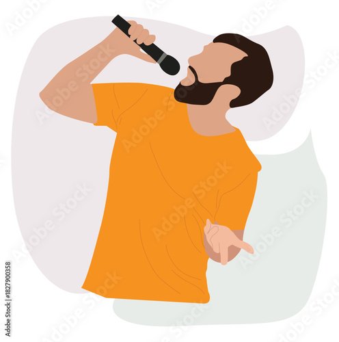 man singing while holding a mic