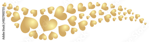 Vector silhouette illustration of many golden heart shapes gathered into an exotic shape isolated on transparent background