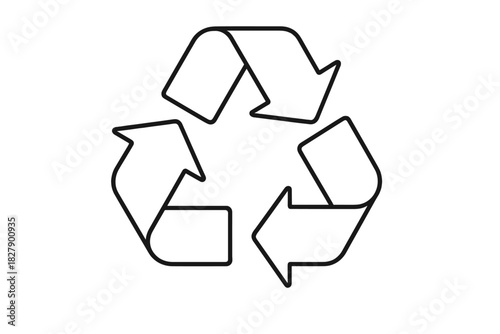 Simple black outline recycling arrows logo for eco-friendly initiatives