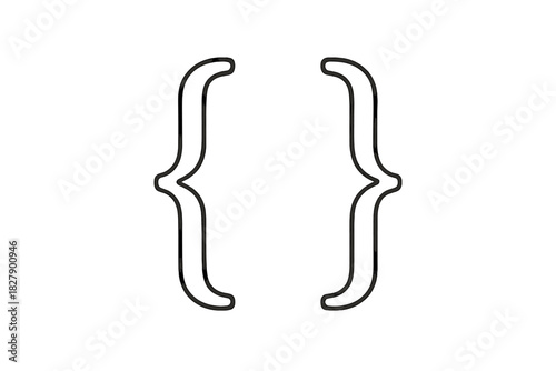 Black curly braces icon on white background