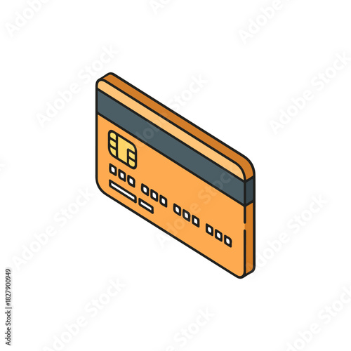Isometric Credit Card Illustration on White Background