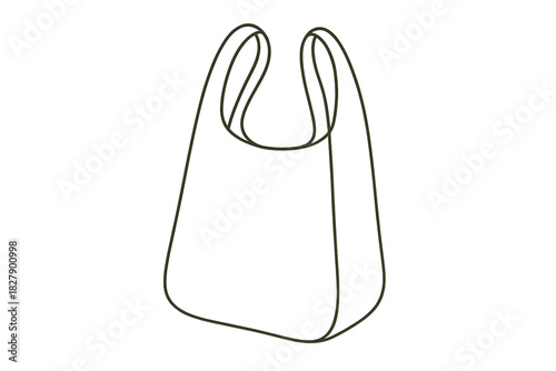 Minimalistic outline of a reusable shopping bag