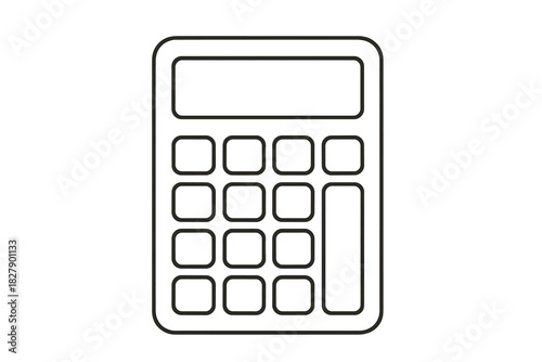 Minimalist outline of basic calculator with numeric keypad design
